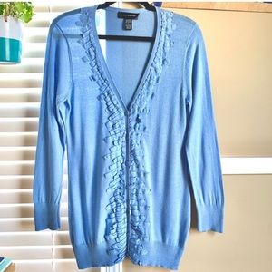 Cable & Gauge Ruffle Cardigan Baby Blue Pastel Spring MUST HAVE